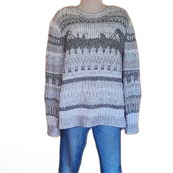 Michael Kors Pearl Heather Knit Sweater Metallic Boyfriend Slouchy XL EUC - Picture 3 of 13